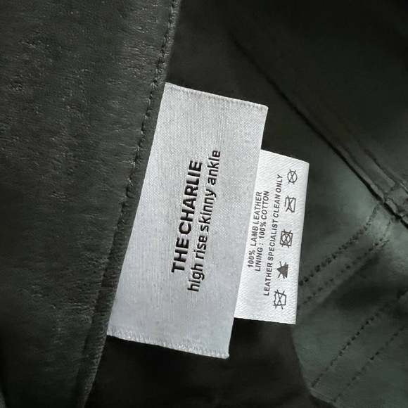 JOES JEANS Lamb Leather High Rise Skinny Ankle Jeans in Burnt Jade Green - Picture 5 of 7